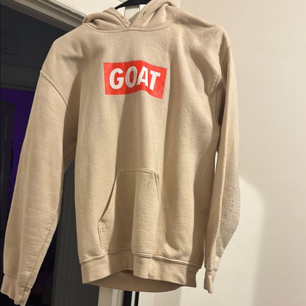 Beige Hoodie with Red GOAT Logo